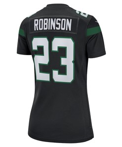 James Robinson 23 New York Jets Women's Alternate Game Player Jersey - Stealth Black