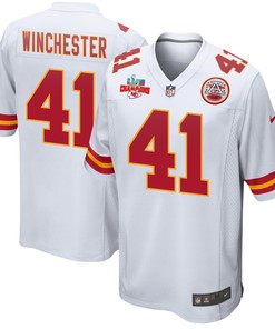 James Winchester 41 Kansas City Chiefs Super Bowl LVII Champions 3 Stars Men Game Jersey - White