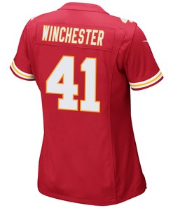 James Winchester 41 Kansas City Chiefs Super Bowl LVII Champions 3 Stars Women Game Jersey - Red