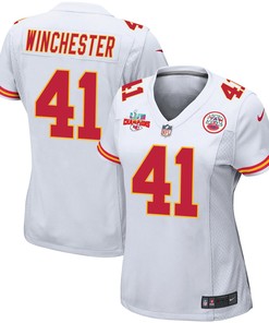 James Winchester 41 Kansas City Chiefs Super Bowl LVII Champions 3 Stars Women Game Jersey - White