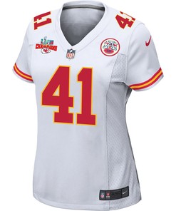 James Winchester 41 Kansas City Chiefs Super Bowl LVII Champions 3 Stars Women Game Jersey - White