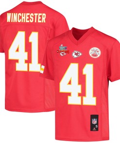 James Winchester 41 Kansas City Chiefs Super Bowl LVII Champions 3 Stars Youth Game Jersey - Red