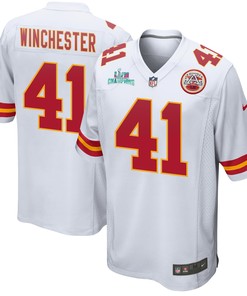 James Winchester 41 Kansas City Chiefs Super Bowl LVII Champions Men Game Jersey - White