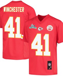 James Winchester 41 Kansas City Chiefs Super Bowl LVII Champions Youth Game Jersey - Red