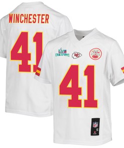 James Winchester 41 Kansas City Chiefs Super Bowl LVII Champions Youth Game Jersey - White