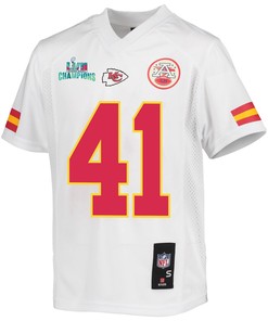 James Winchester 41 Kansas City Chiefs Super Bowl LVII Champions Youth Game Jersey - White