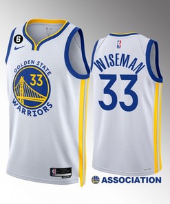 James Wiseman 33 2022-23 Golden State Warriors White Association Edition Jersey NO.6 Patch