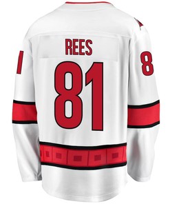 Jamieson Rees 81 Carolina Hurricanes Stanley Cup 2023 Playoffs Patch Away Breakaway Men Jersey - White