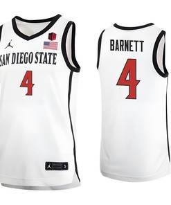 Jared Barnett 4 San Diego State Aztecs 2023 Basketball Jersey MW Logo- Men White
