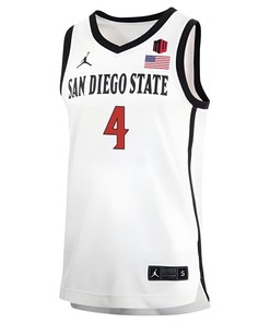 Jared Barnett 4 San Diego State Aztecs 2023 Basketball Jersey MW Logo- Men White