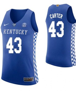 Jared Carter 43 Kentucky Wildcats Elite Basketball Home Men Jersey - Blue