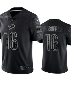 Jared Goff 16 Detroit Lions Black Reflective Limited Jersey - Men