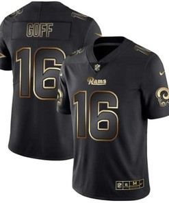 Jared Goff #16 Los Angeles Rams Nfl Explosion Legendary Gold Black Jersey