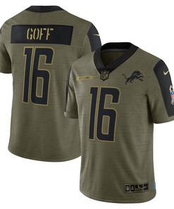 Jared Goff Detroit Lions 2021 Salute To Service Limited Player Jersey - Olive Nfl