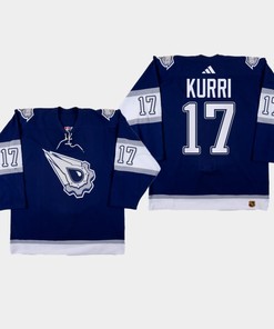 Jari Kurri 17 Edmonton Oilers 2022-23 Reverse Retro 2.0 Navy Jersey