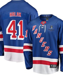 Jaroslav Halak 41 New York Rangers Stanley Cup 2023 Playoffs Patch Home Breakaway Men Jersey - Blue