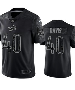 Jarrad Davis 40 Detroit Lions Black Reflective Limited Jersey - Men