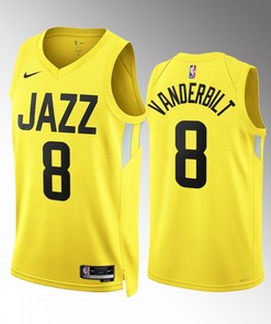 Jarred Vanderbilt 8 2022-23 Utah Jazz Yellow Icon Edition Jersey Swingman