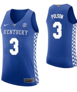 Jarrod Polson 3 Kentucky Wildcats Elite Basketball Home Men Jersey - Blue