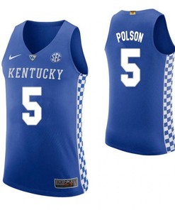 Jarrod Polson 5 Kentucky Wildcats Elite Basketball Home Men Jersey - Blue