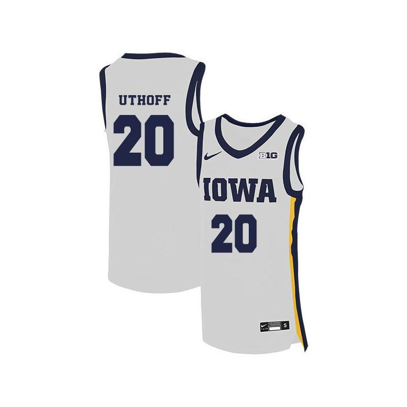 Jarrod Uthoff 20 Iowa Hawkeyes Elite Basketball Men Jersey - White