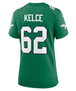 Jason Kelce 62 Philadelphia Eagles Alternate Game Women Jersey - Kelly Green