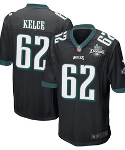 Jason Kelce 62 Philadelphia Eagles Super Bowl LVII Champions 2 Stars Men Game Jersey - Black