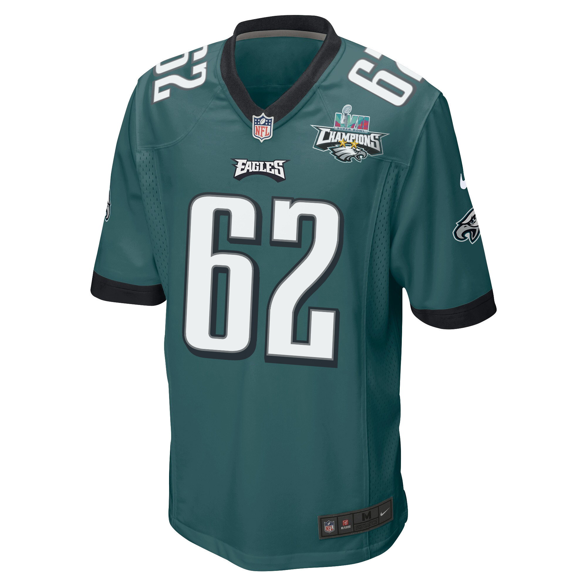 Jason Kelce 62 Philadelphia Eagles Super Bowl LVII Champions 2 Stars Men Game Jersey - Midnight Green