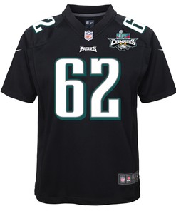 Jason Kelce 62 Philadelphia Eagles Super Bowl LVII Champions 2 Stars Youth Game Jersey - Black