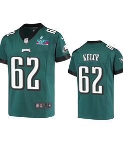 Jason Kelce 62 Philadelphia Eagles Youth Super Bowl LVII Game Jersey - Green