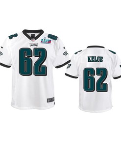 Jason Kelce 62 Philadelphia Eagles Youth Super Bowl LVII Game Jersey - White
