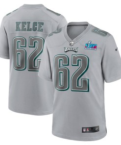 Jason Kelce 62 Philadelphia Eagles Youth Super Bowl LVII Patch Atmosphere Fashion Game Jersey - Gray