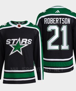 Jason Robertson 21 Reverse Retro 2.0 Dallas Stars 2022 Black Jersey Pro Primegreen