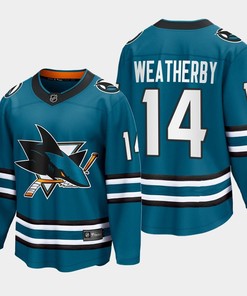 Jasper Weatherby 14 San Jose Sharks 2022-23 Home The Evolve Teal Jersey