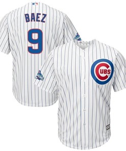Javier Baez Chicago Cubs Home 2016 World Series Champions Team Logo Patch Player Jersey - White