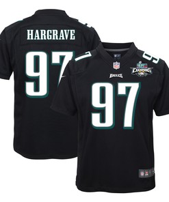 Javon Hargrave 97 Philadelphia Eagles Super Bowl LVII Champions 2 Stars Youth Game Jersey - Black