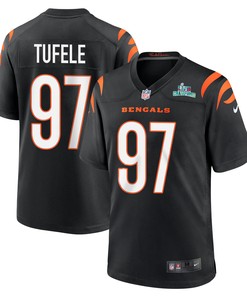 Jay Tufele 97 Cincinnati Bengals Super Bowl LVII Champions Men Game Jersey - Black