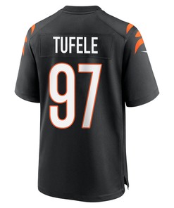 Jay Tufele 97 Cincinnati Bengals Super Bowl LVII Champions Men Game Jersey - Black