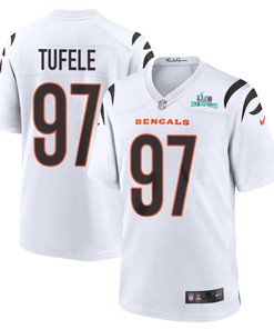 Jay Tufele 97 Cincinnati Bengals Super Bowl LVII Champions Men Game Jersey - White
