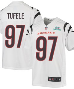 Jay Tufele 97 Cincinnati Bengals Super Bowl LVII Champions Youth Game Jersey - White