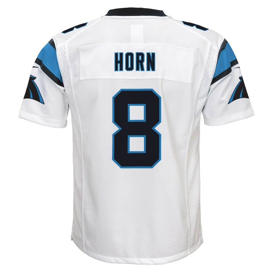 Jaycee Horn 8 Carolina Panthers Youth Game Jersey - White