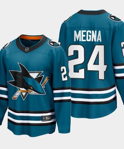 Jaycob Megna 24 San Jose Sharks 2022-23 Home The Evolve Teal Jersey