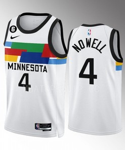 Jaylen Nowell 4 Minnesota Timberwolves City Edition White Men Jersey 2022-23 Swingman