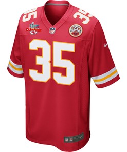 Jaylen Watson 35 Kansas City Chiefs Super Bowl LVII Champions 3 Stars Men Game Jersey - Red