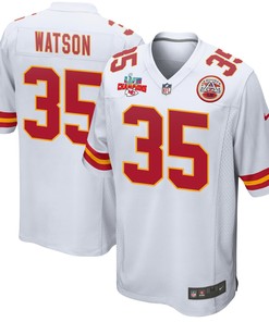 Jaylen Watson 35 Kansas City Chiefs Super Bowl LVII Champions 3 Stars Men Game Jersey - White