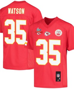 Jaylen Watson 35 Kansas City Chiefs Super Bowl LVII Champions 3 Stars Youth Game Jersey - Red