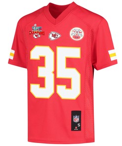 Jaylen Watson 35 Kansas City Chiefs Super Bowl LVII Champions 3 Stars Youth Game Jersey - Red