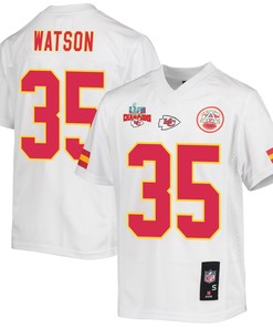 Jaylen Watson 35 Kansas City Chiefs Super Bowl LVII Champions 3 Stars Youth Game Jersey - White