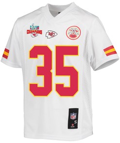 Jaylen Watson 35 Kansas City Chiefs Super Bowl LVII Champions 3 Stars Youth Game Jersey - White
