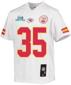 Jaylen Watson 35 Kansas City Chiefs Super Bowl LVII Champions Youth Game Jersey - White